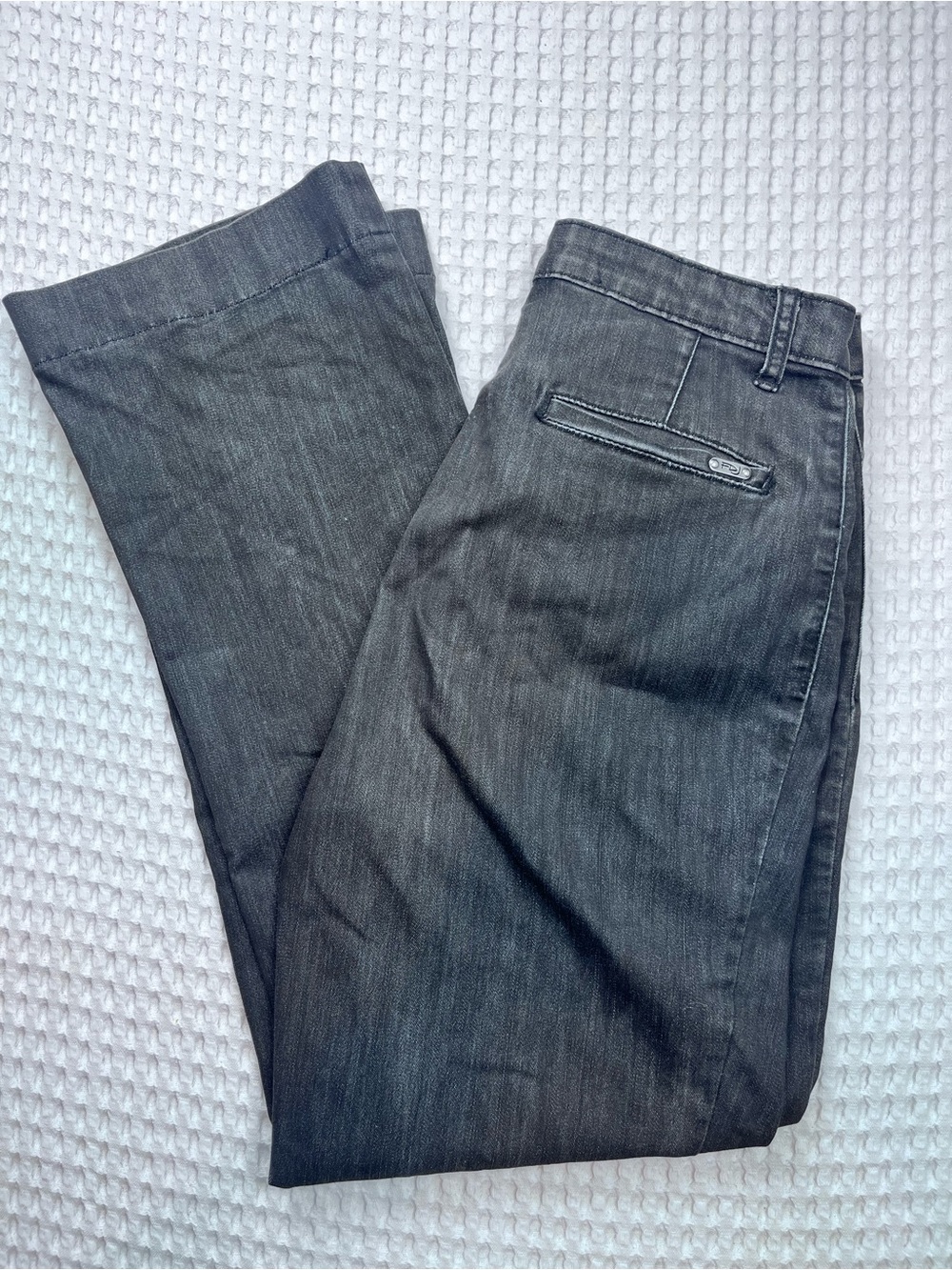 FDJ Black/Charcoal Straight-Leg Jeans — Size 12